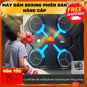 Máy tập Boxing có nhạc thế hệ mới 2024 gắn tường tiện lợi dành cho bé sử dụng bluetooth,led cực nhạy